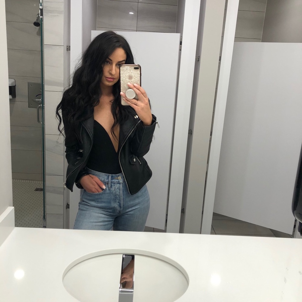 Faux leather moto jacket